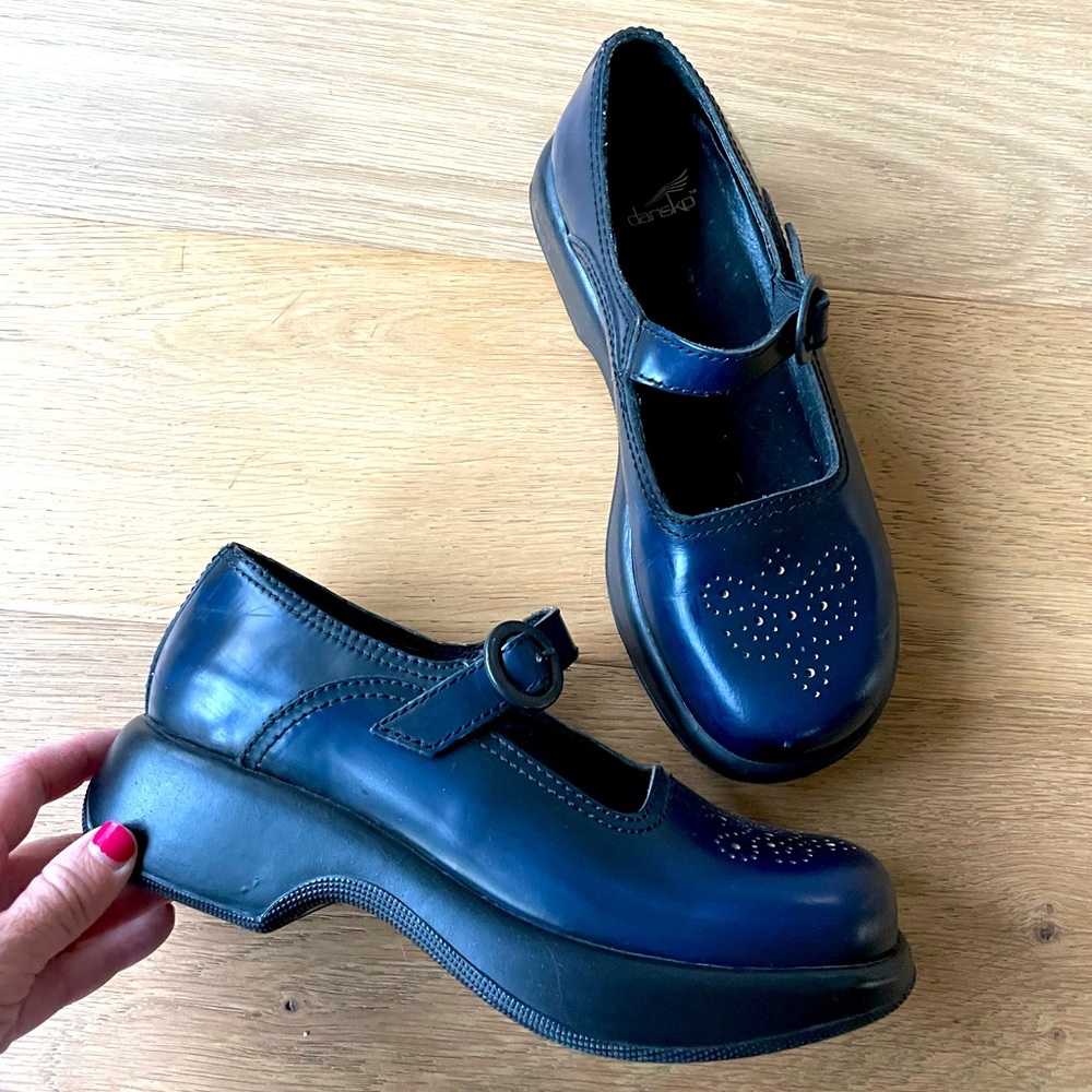 Dansko Navy Blue Mary Jane Clog Mules